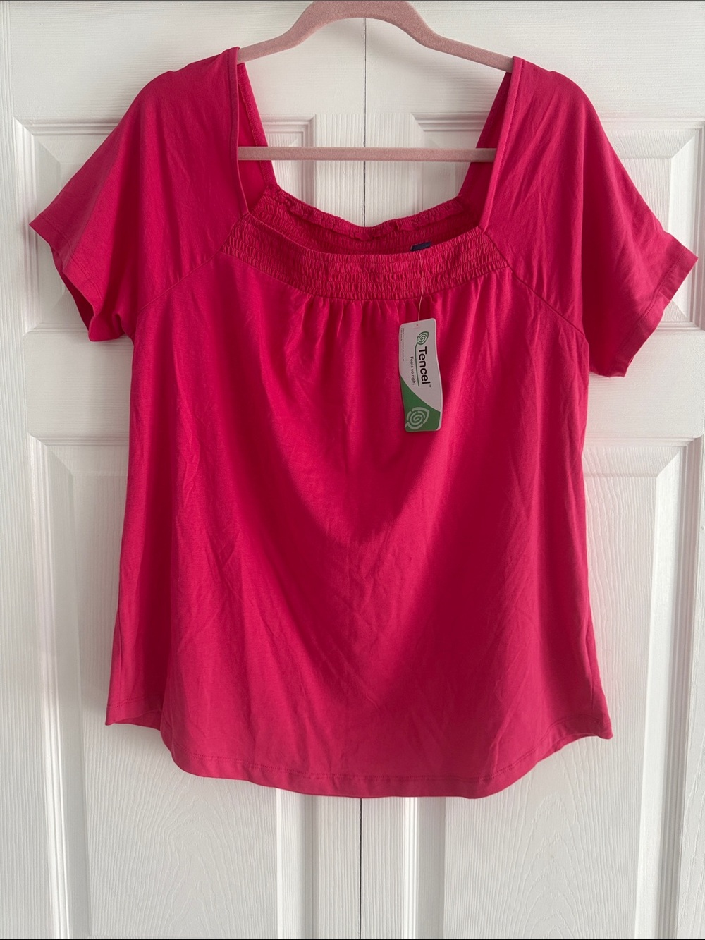 NWT Lands’ End Bright Pink Short Sleeve Top - Size Large